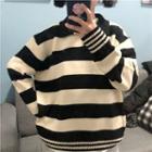 Oversized Striped Polo Sweater Stripe - One Size