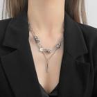 Layered Stainless Steel Necklace Necklace - 2 Layer - Letterint - Stainless - Silver - One Size