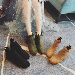 Faux-suede Ruffled Ankle Boots