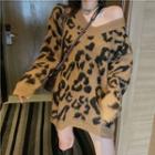 Leopard Long Sweater Leopard Brown - One Size