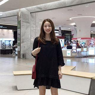 Square-neck Ruffled Mini Dress