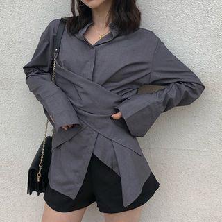 Long-sleeve Tie-strap Shirt
