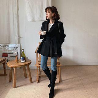 Open-front Belted Jacket