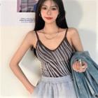 Sleeveless V-neck Zebra-print Top