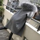 Faux Fur Trim Hooded Zip Coat