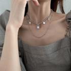 Alloy Lock Pendant Layered Choker Necklace 1 Pc - Silver - One Size