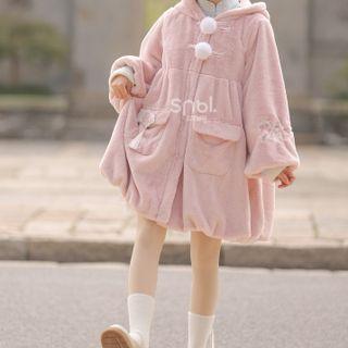 Tasseled Pom Pom Fleece Hoodie