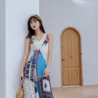 Sleeveless Patterned Jumpsuit Floral - One Size