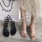 Rhinestone Low-heel Sandals