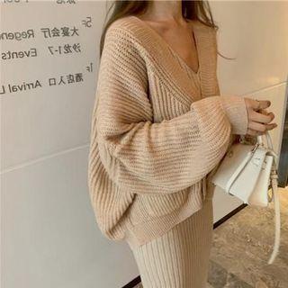 Rib-knit Cardigan / Sleeveless Midi Knit Dress