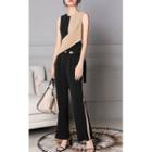 Set: Sleeveless Two-tone Asymmetric Top + Dress Pants