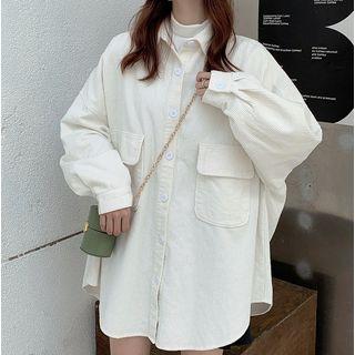 Front Pocket Corduroy Button Top