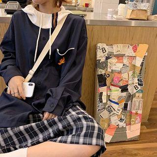 Hood Buttoned Jacket As Shown In Figure - One Size