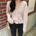 Long-sleeve V-neck Buttoned Sweater
