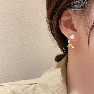 Mermaid Tail Faux Pearl Earring 1 Pair - Gold - One Size