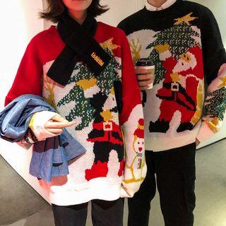 Couple Matching Print Oversized Sweater