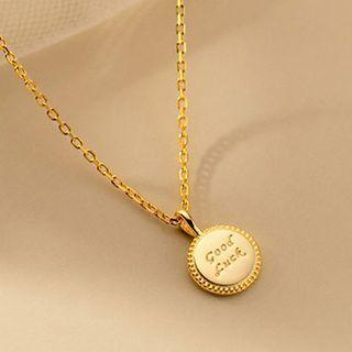 Lettering Disc Pendant Sterling Silver Choker