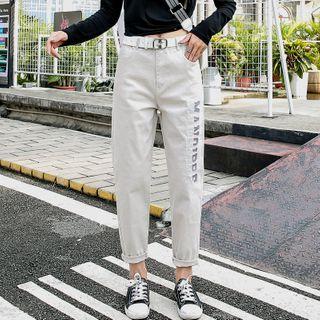 Letter Embroidered Straight Leg Pants