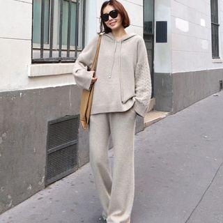 Set: Hooded Sweater + Wide Leg Pants