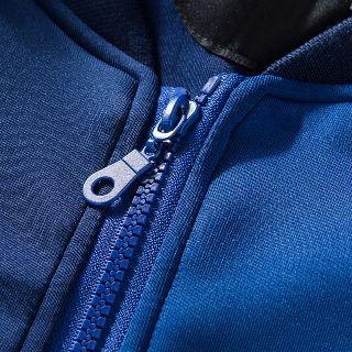 Contrast Trim Applique Panel Zip Jacket