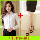 Set: Long-sleeve Shirt + Pencil Skirt