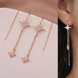 Star Fringed Sterling Silver Drop Earring