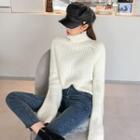 Mockneck Extra Long-sleeve Cable Sweater
