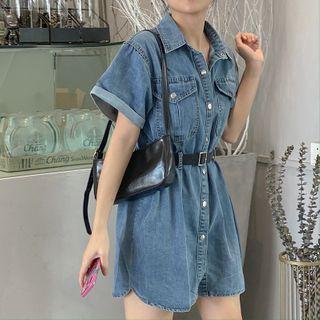 Short-sleeve Mini Denim Shirtdress