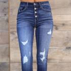 High Waist Ripped Skinny-fit Jeans