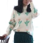 Cactus Print Knit Top One Size