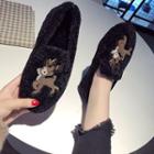 Deer Embroidered Loafers