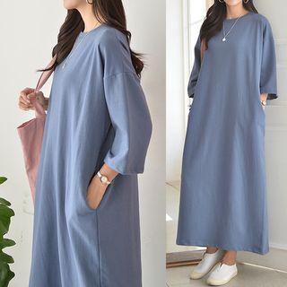 3/4-sleeve Pullover Maxi Dress