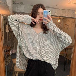 Striped Cardigan Stripes - Gray - One Size