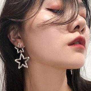 Rhinestone Cutout Star Earrings Bright Yellow - One Size