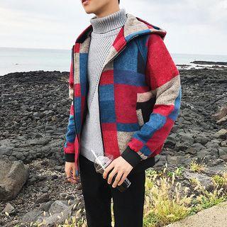 Checkered Hooded Zip-up Jacket