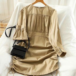 Long-sleeve Drawcord Mini Dress