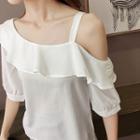 Short-sleeve Ruffled Trim Top