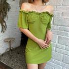 Off-shoulder Eyelet Lace Mini A-line Dress