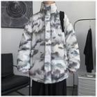 Tie-dye Stand Collar Zip-up Down Jacket
