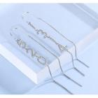 Numerical Rhinestone Asymmetrical Alloy Dangle Earring 1 Pair - Asymmetric - Silver - One Size