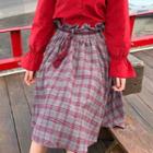 Plaid A-line Midi Skirt Skirt - One Size