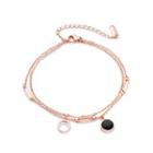 Simple Temperament Plated Rose Gold Geometric Round 316l Stainless Steel Double Anklet Rose Gold - One Size