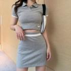 Set: Short-sleeve Polo Shirt + Mini Fitted Skirt