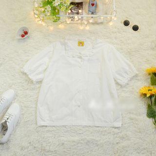 Eyelet Lace Trim Short-sleeve Shirt