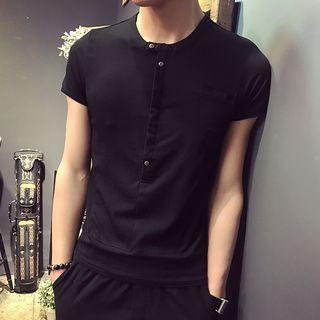 Short-sleeve Snap Button T-shirt