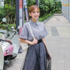 Set: Gingham Linen Blend Shirtdress + Band-waist Tulle Skirt