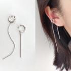 Hoop Dangle Ear Cuff 1 Pair - Silver - One Size