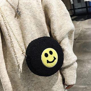Smiley-face Fleece Shoulder Bag