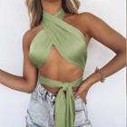 Halter-neck Lace-up Cropped Top
