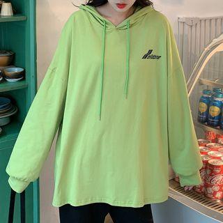 Printed Hooded Oversize Long-sleeve T-shirt